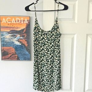 Reformation Floral Dress in Cilantro and Cream
